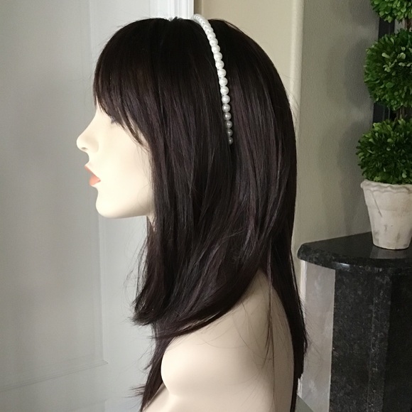 NEW White Faux Pearl Head Band Hair Bridal Bridesmaid Party Princess Formal Halo - Picture 9 of 12